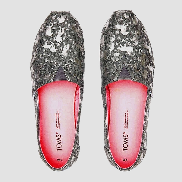 👣TOM'S 💙ALPARGATA Foil Unicorns Slip.On Espadrilles - Picture 6 of 7